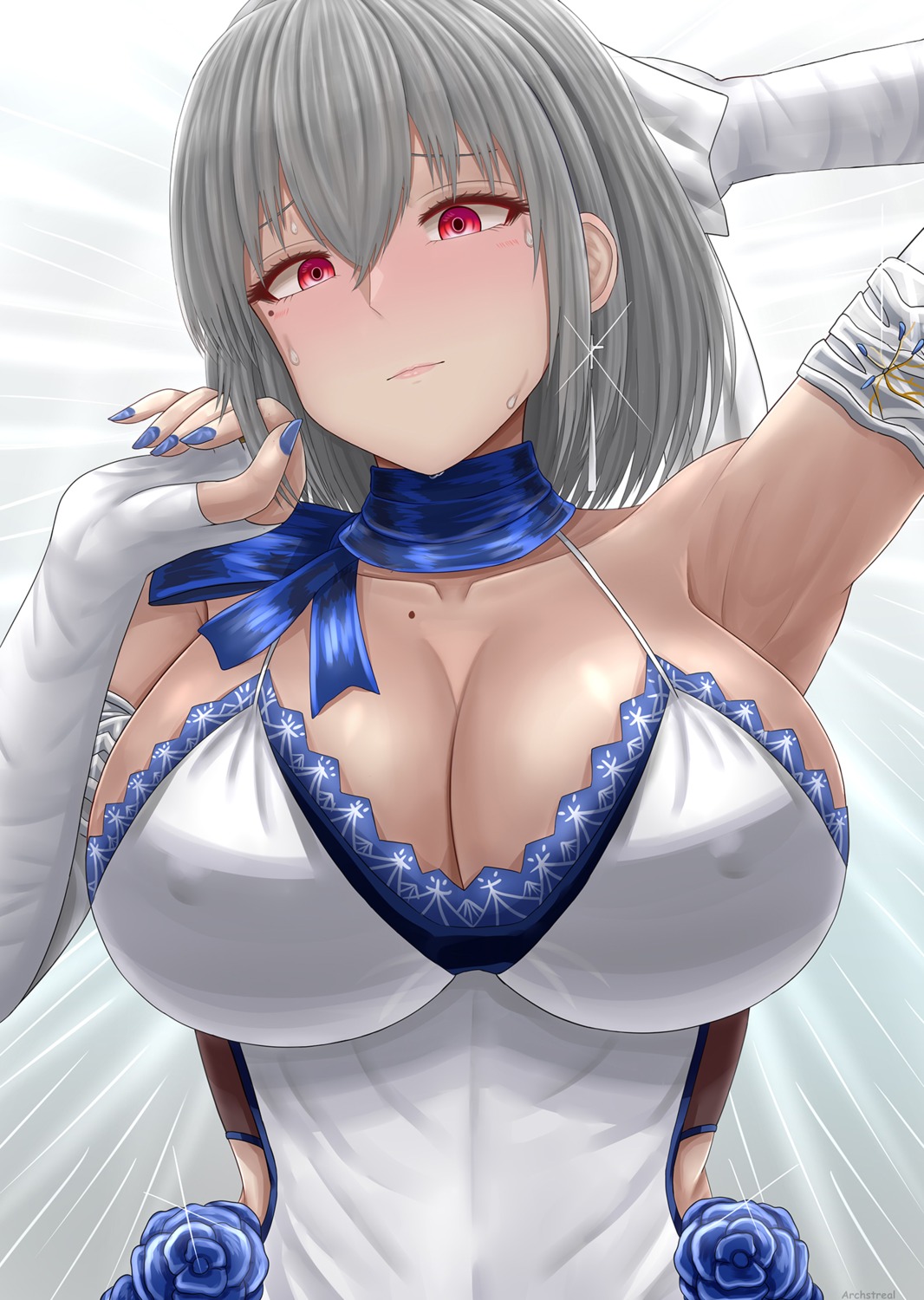 archstreal azur_lane cleavage erect_nipples no_bra saint_louis_(azur_lane)