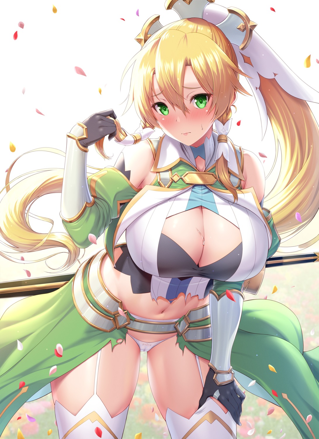 cameltoe cleavage kawase_seiki leafa pantsu stockings sword_art_online thighhighs