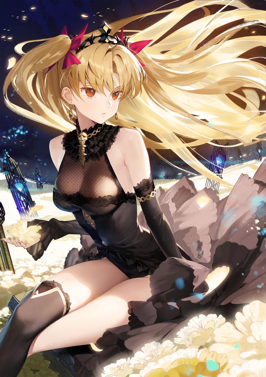 dress ereshkigal_(fate/grand_order) fate/grand_order no_bra see_through siino thighhighs