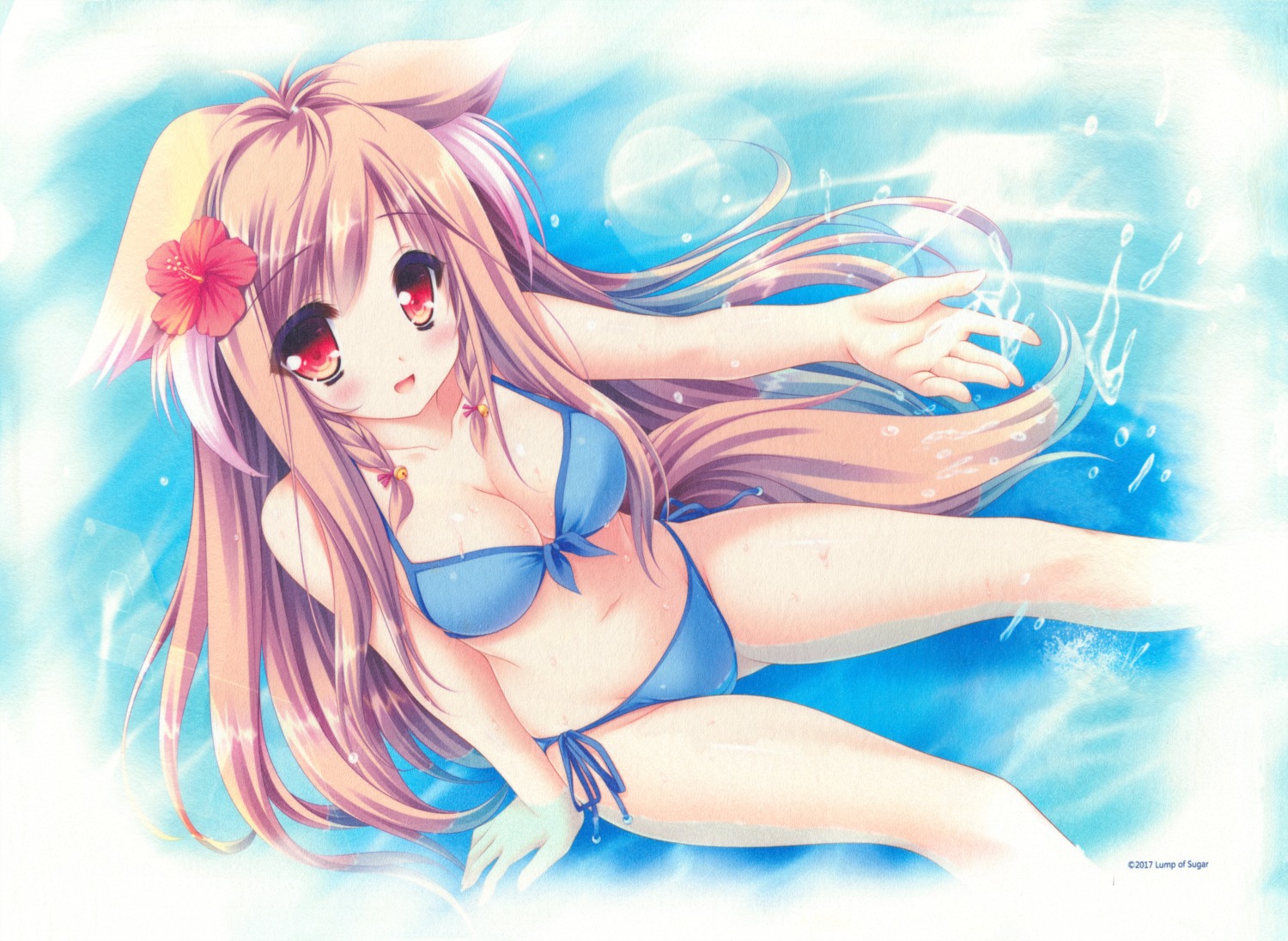 animal_ears bikini fixme kitsune lump_of_sugar mito_kohaku moekibara_fumitake raw_scan swimsuits tail tayutama tayutama_2 wet