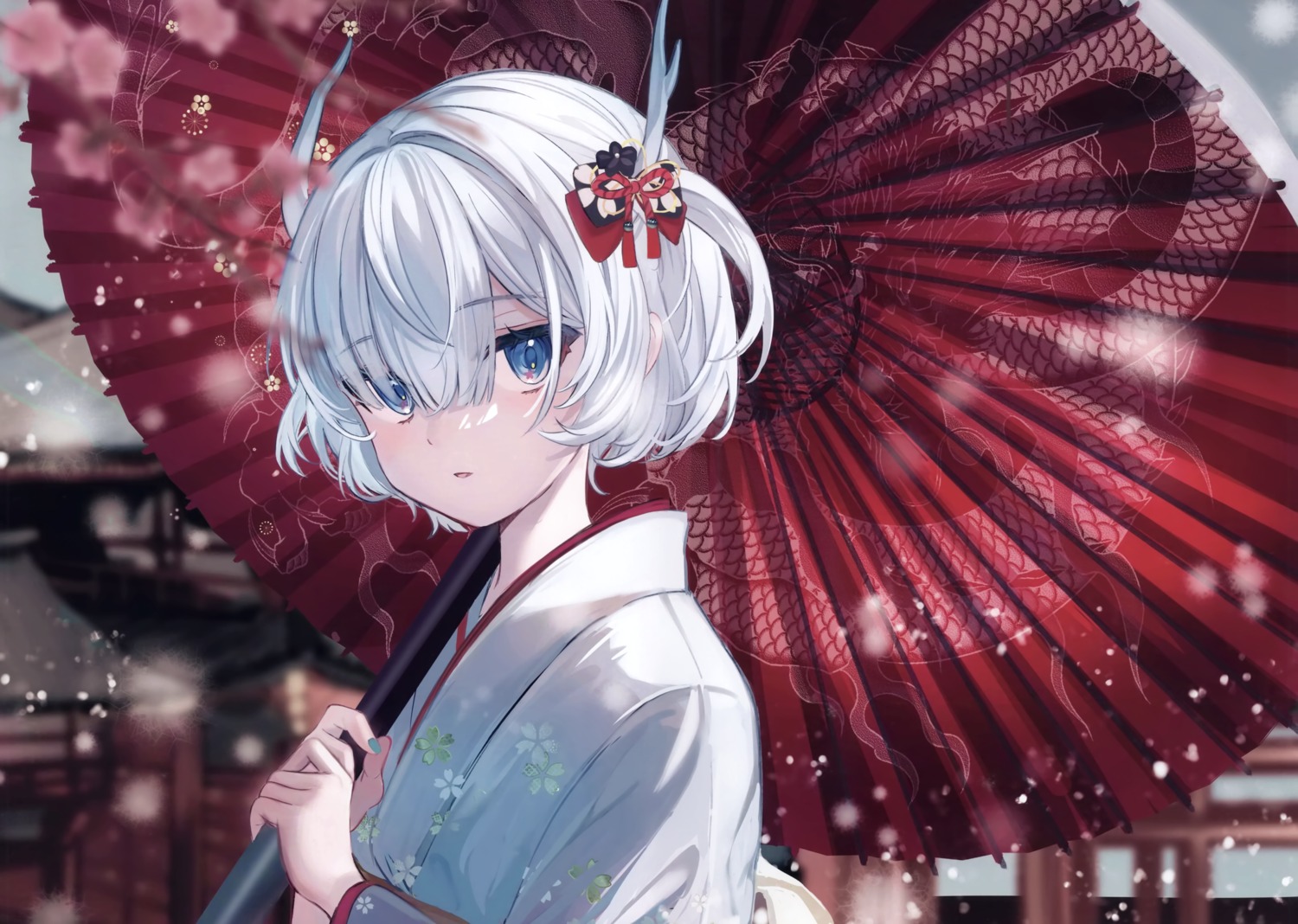 haruhiruri horns kimono torikago_step umbrella