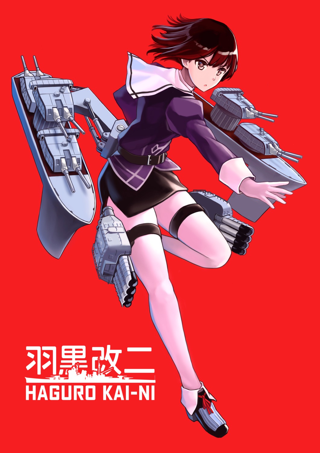 garter haguro_(kancolle) heels kantai_collection tomoyo_kai uniform weapon