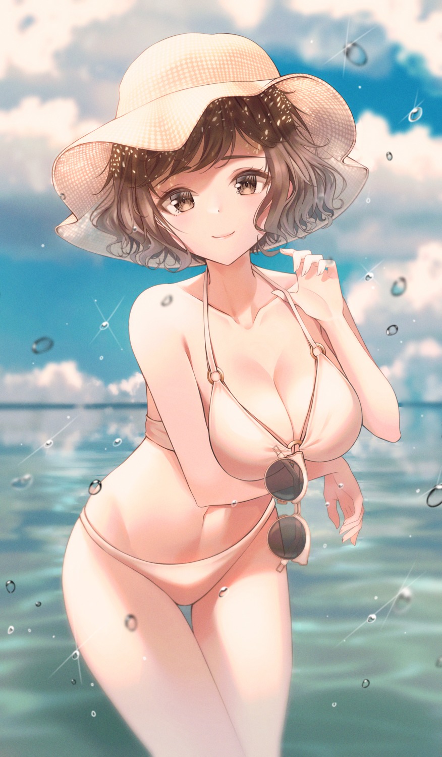 bikini breast_hold cleavage megane popcat swimsuits