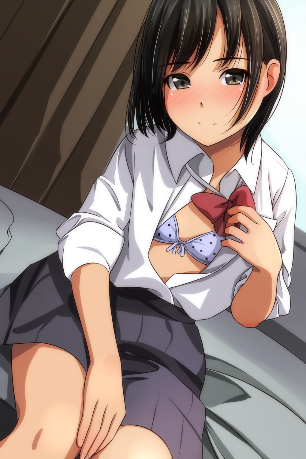 bra loli matsunaga_kouyou open_shirt seifuku undressing