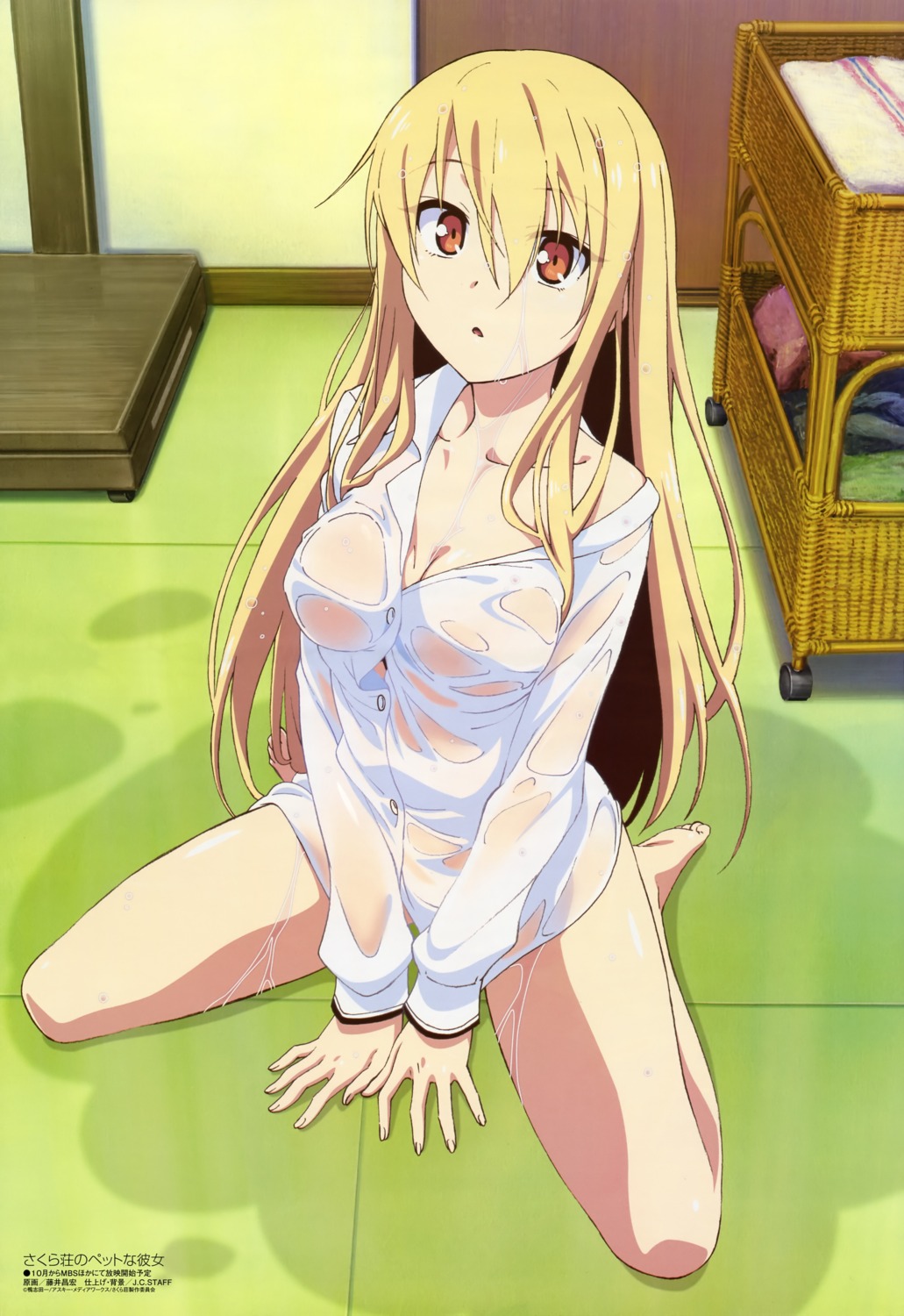 cleavage dress_shirt fujii_masahiro sakura-sou_no_pet_na_kanojo see_through shiina_mashiro wet_clothes