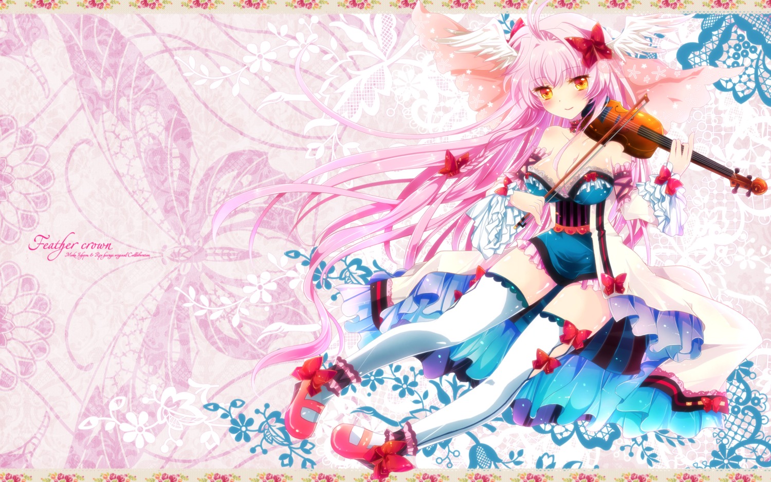 cleavage dress ichiyou_moka thighhighs wallpaper