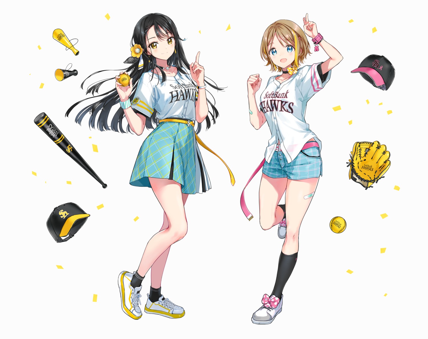 aritaka_hina bandaid baseball fukuoka_softbank_hawks takamine_umi tiv uniform