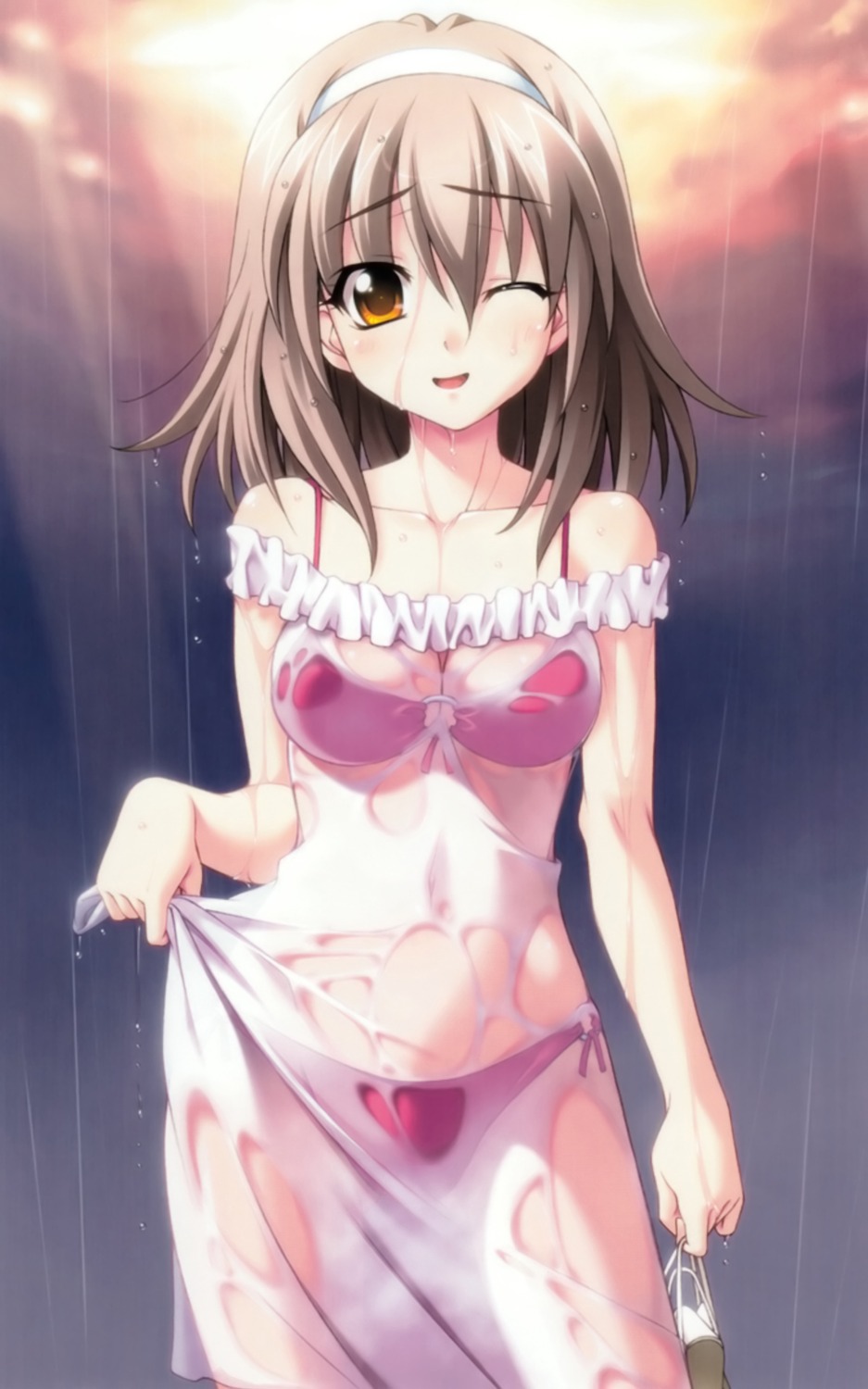 bikini cleavage koshimizu_takayuki memories_off see_through swimsuits tohmine_ririsu wet wet_clothes