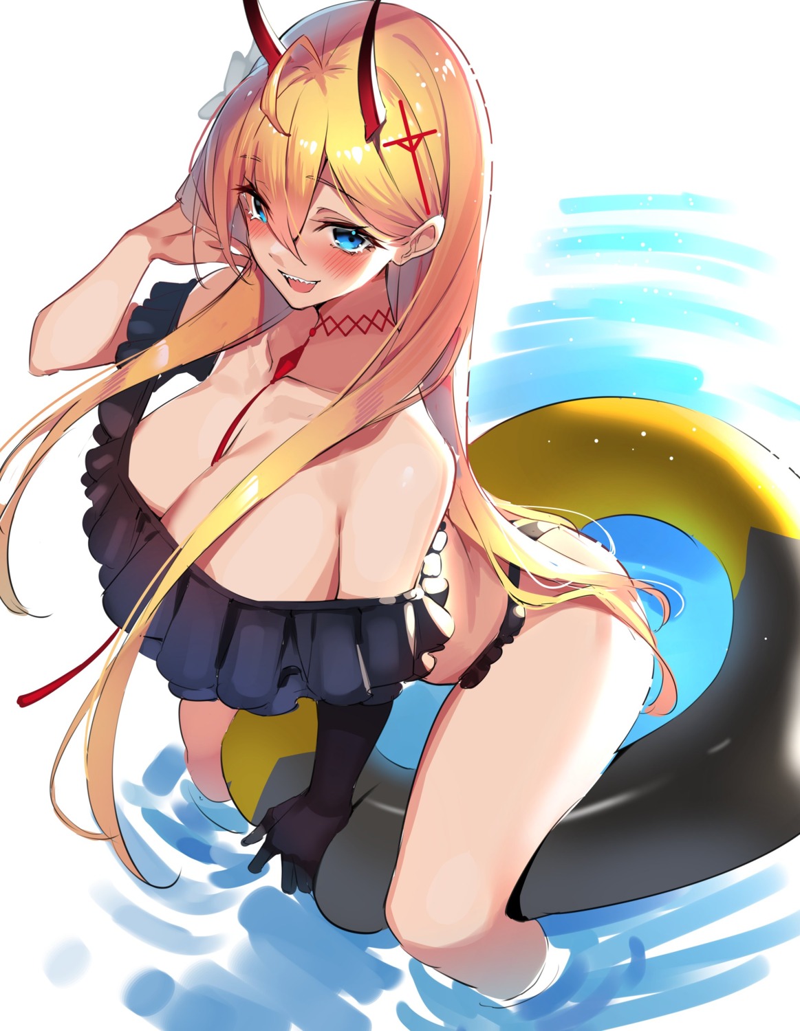 azur_lane bikini horns kumano_(azur_lane) swimsuits wet yamanokami_eaka