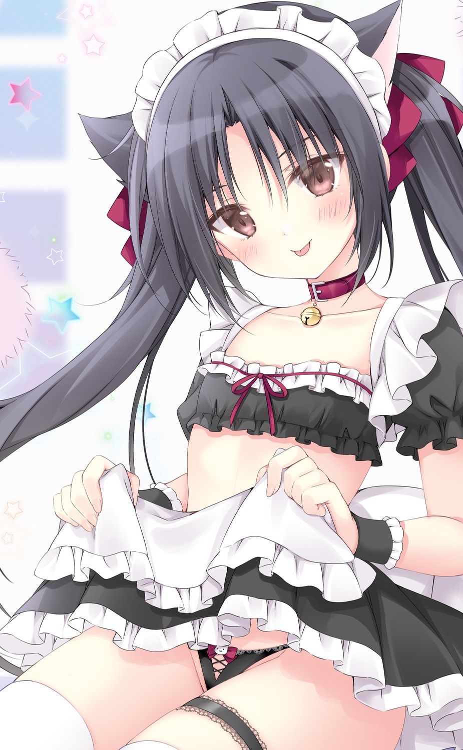 alice_or_alice_siscon_nii-san_to_futago_no_imouto animal_ears bra garter kisaki_(alice_or_alice) korie_riko maid nekomimi pantsu skirt_lift thighhighs thong