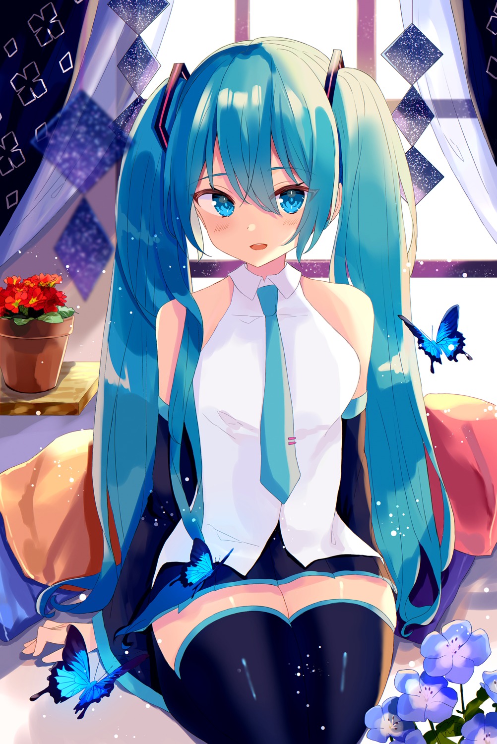 hatsune_miku sinobi_illust thighhighs vocaloid