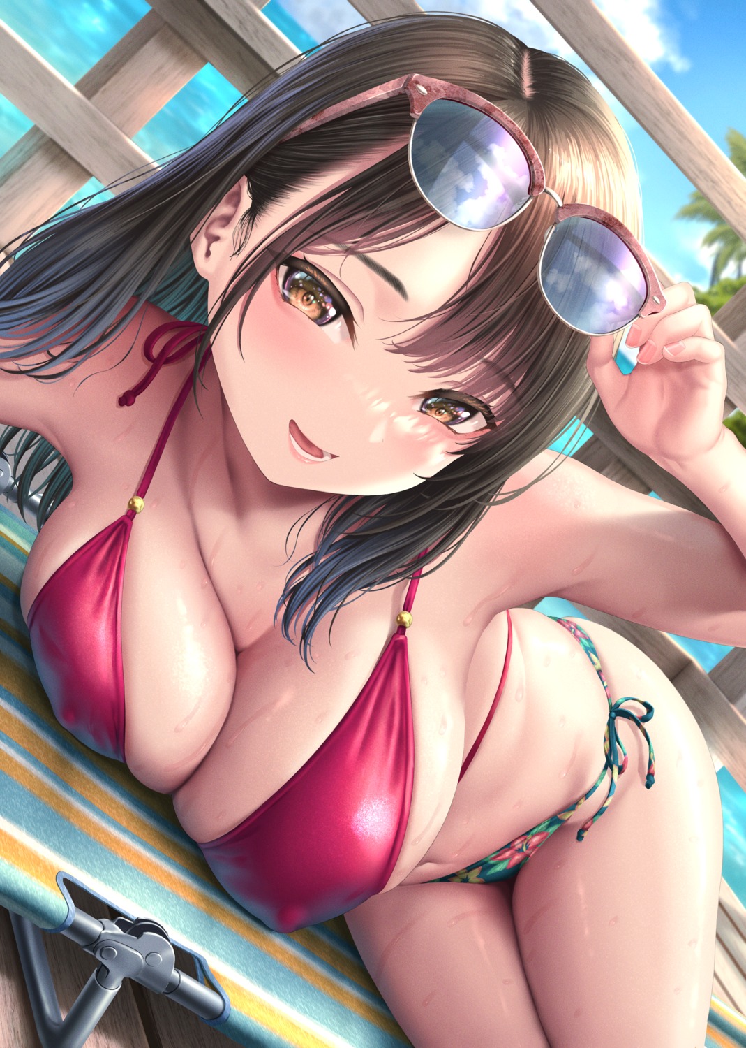 bikini erect_nipples kase_daiki megane swimsuits wet