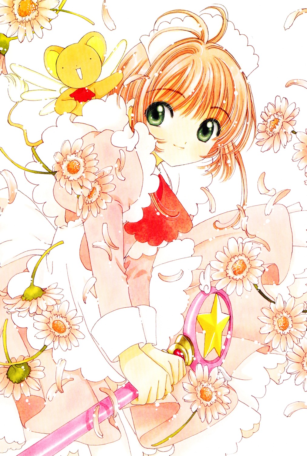 card_captor_sakura clamp dress kerberos kinomoto_sakura maid weapon