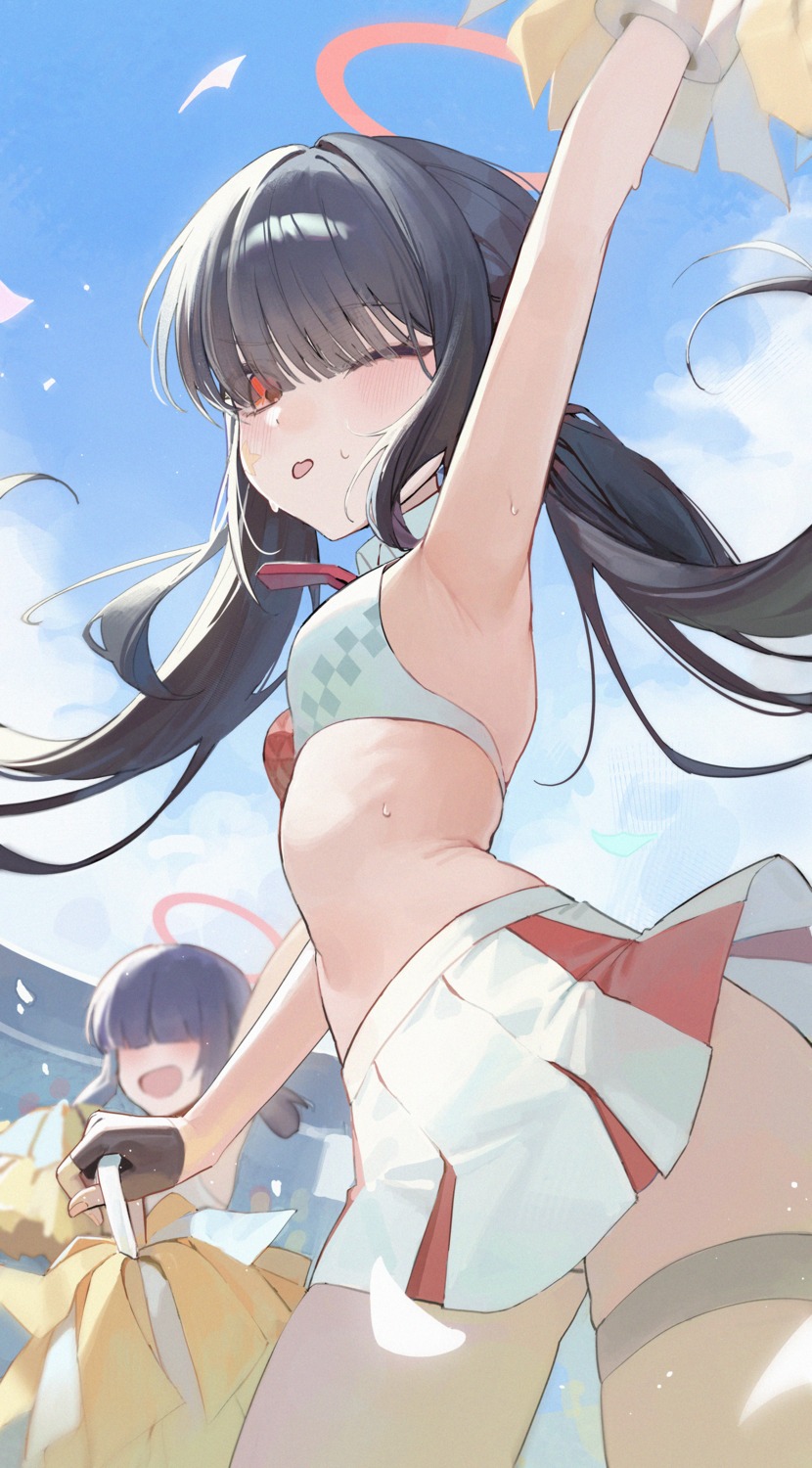 blue_archive cheerleader garter halo justice_realization_committee_member loli may.l skirt_lift