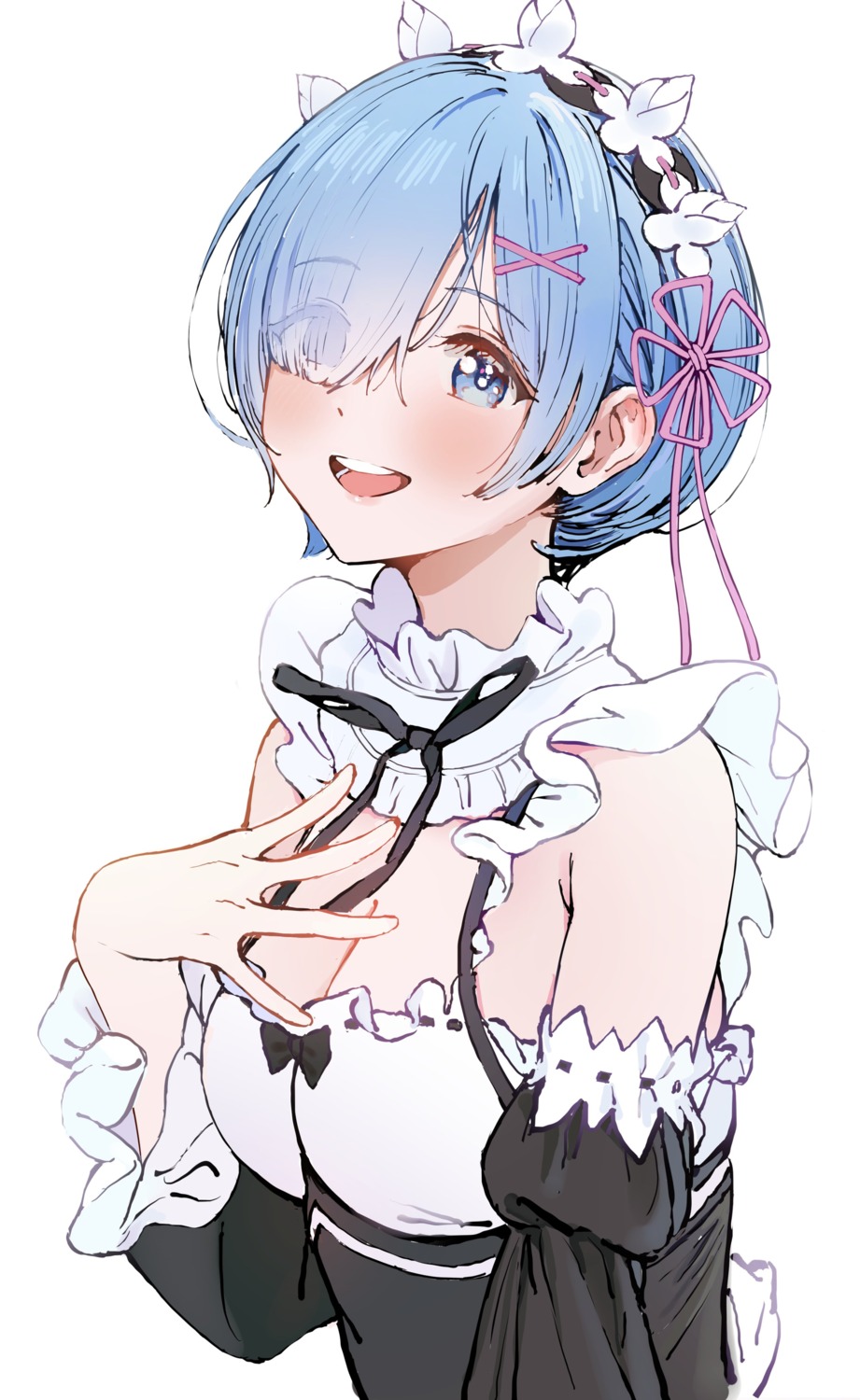 ameyame cleavage maid re_zero_kara_hajimeru_isekai_seikatsu rem_(re_zero)