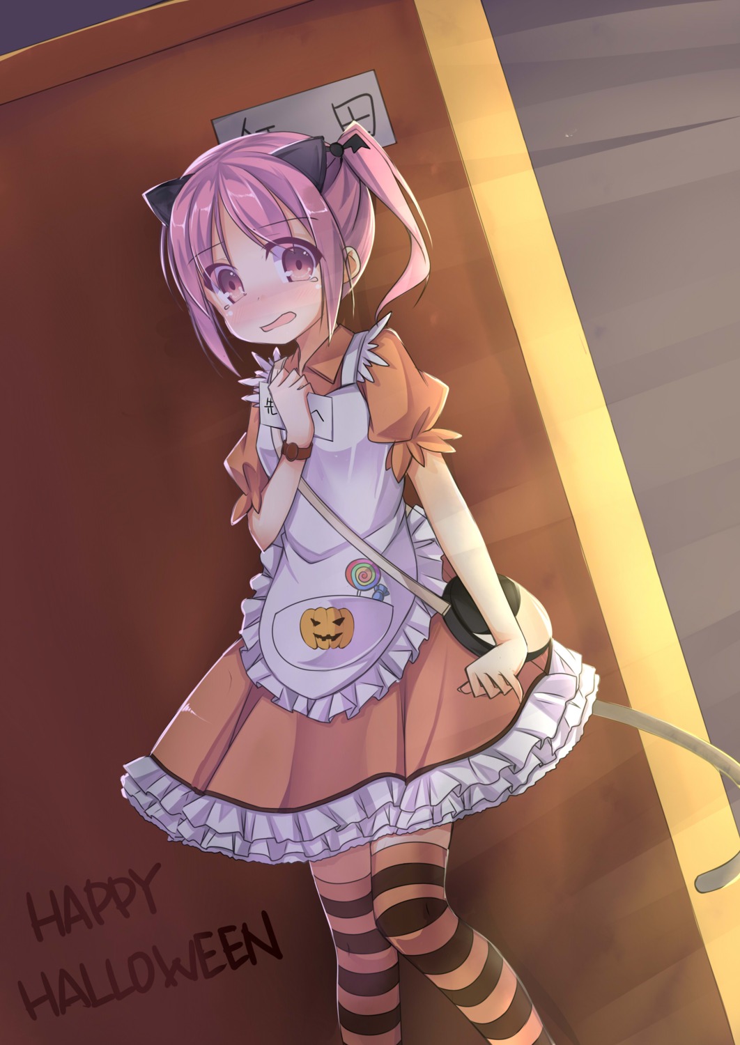 animal_ears halloween luky maid nekomimi tail thighhighs