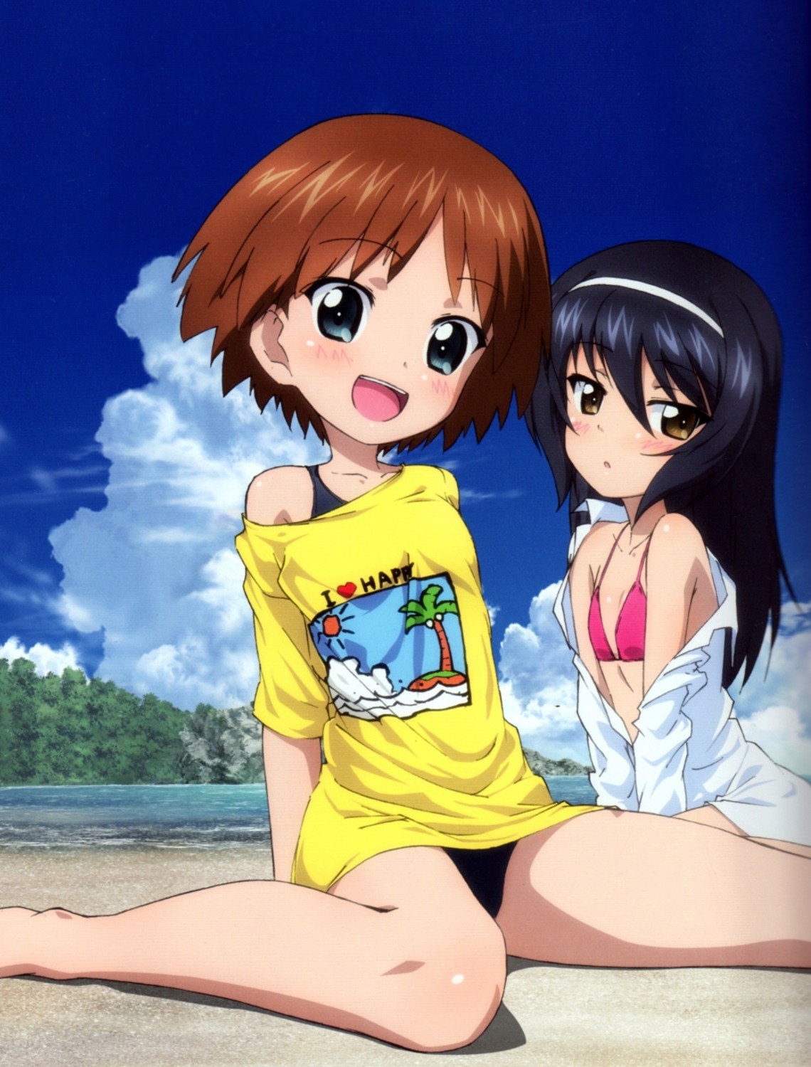 bikini binding_discoloration girls_und_panzer loli reizei_mako sakaguchi_karina swimsuits tagme