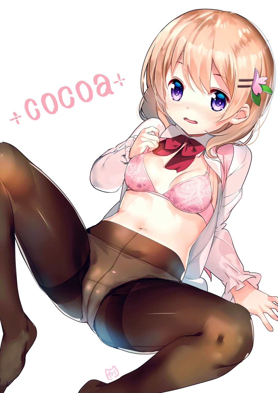 bra cameltoe cleavage gochuumon_wa_usagi_desu_ka? hoto_cocoa open_shirt pantsu pantyhose yamacchi