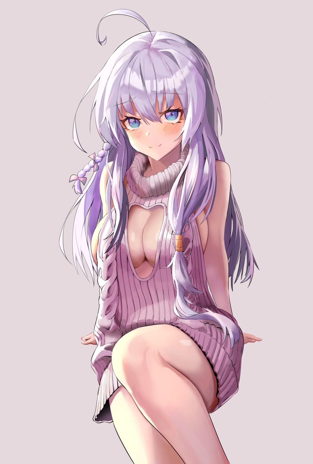 dress elaina_(majo_no_tabitabi) majo_no_tabitabi no_bra skirt_lift sweater tagme