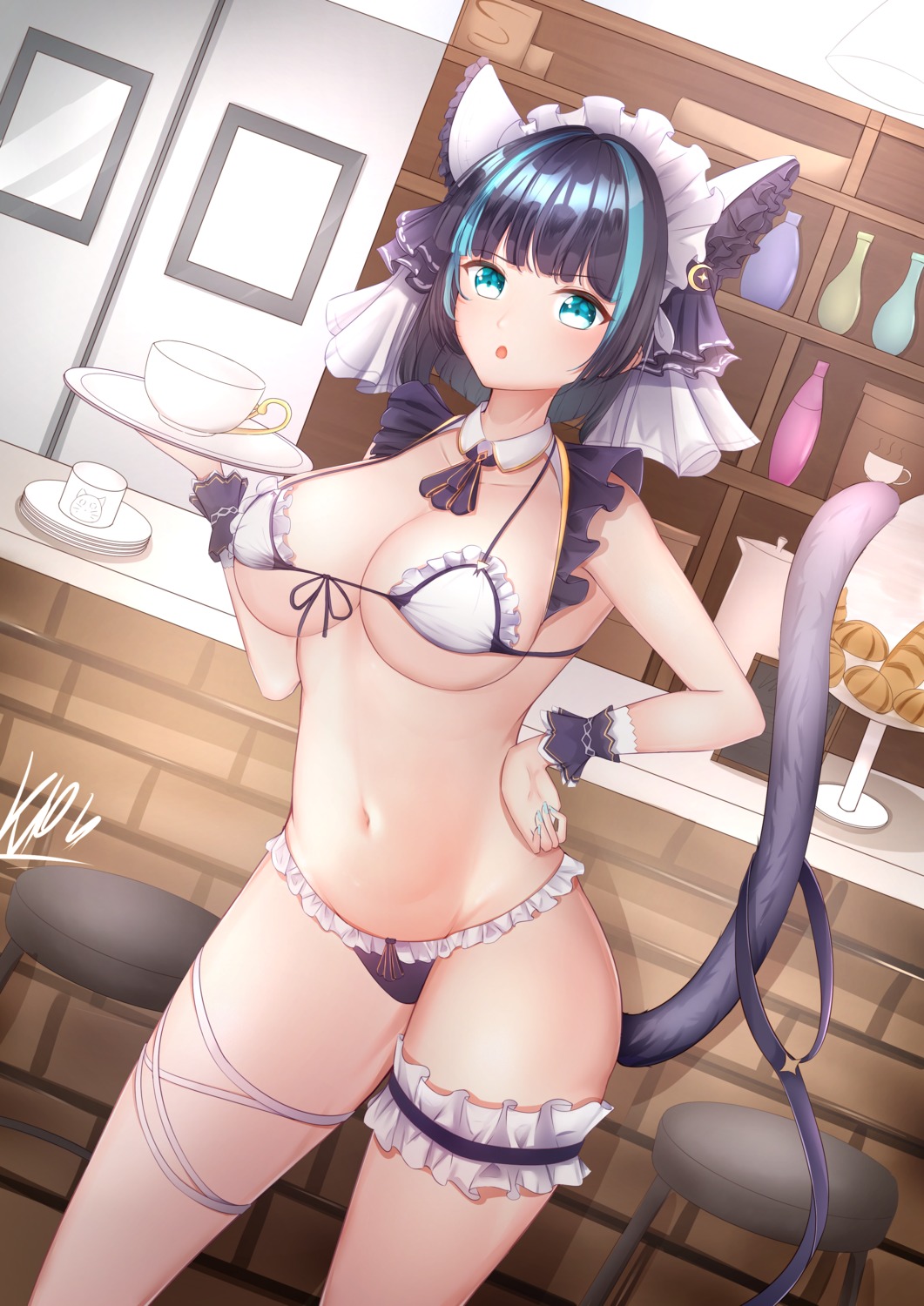 azur_lane bikini cheshire_(azur_lane) garter k/on maid swimsuits tail