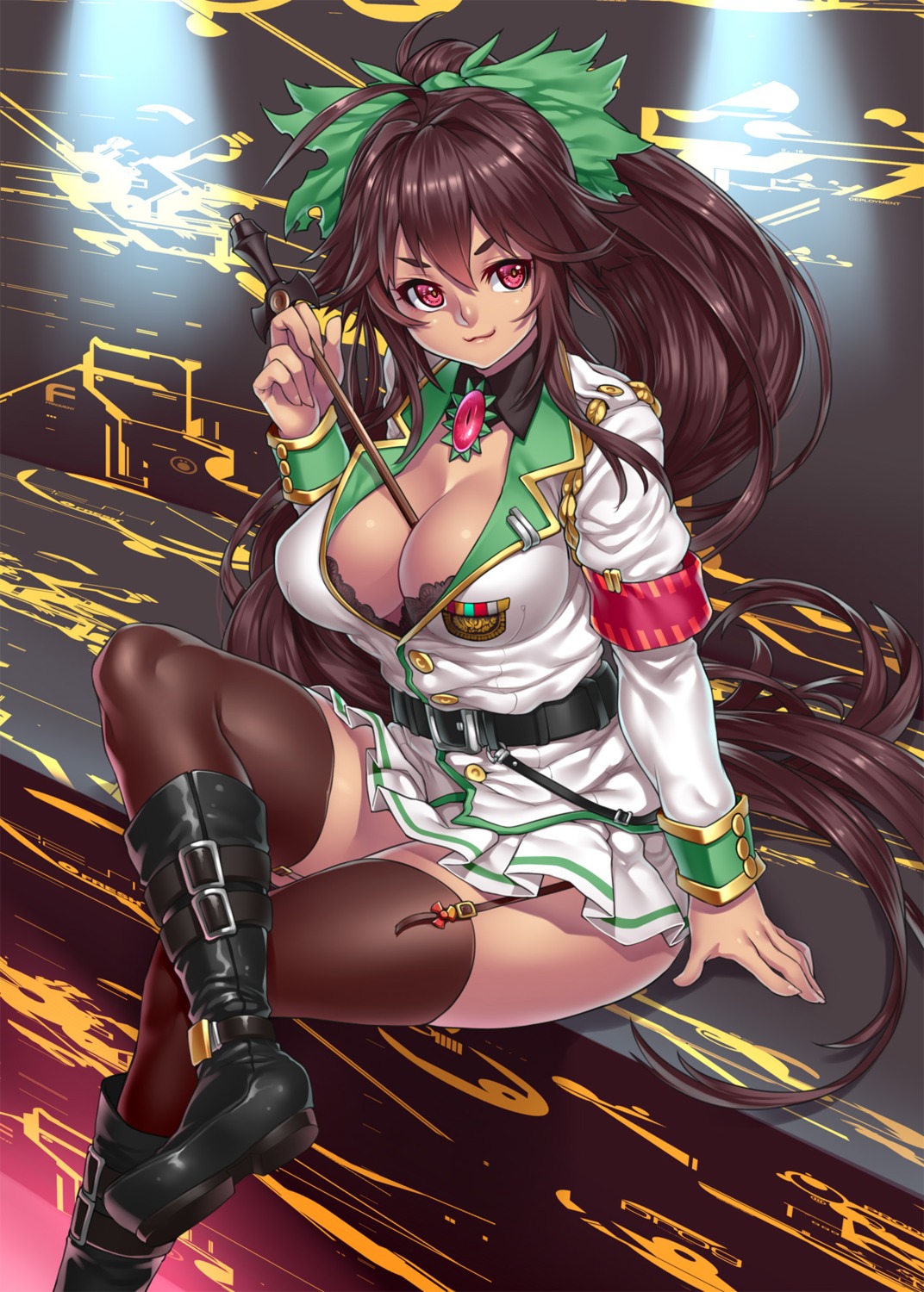 bra cleavage houtengeki reiuji_utsuho stockings thighhighs touhou