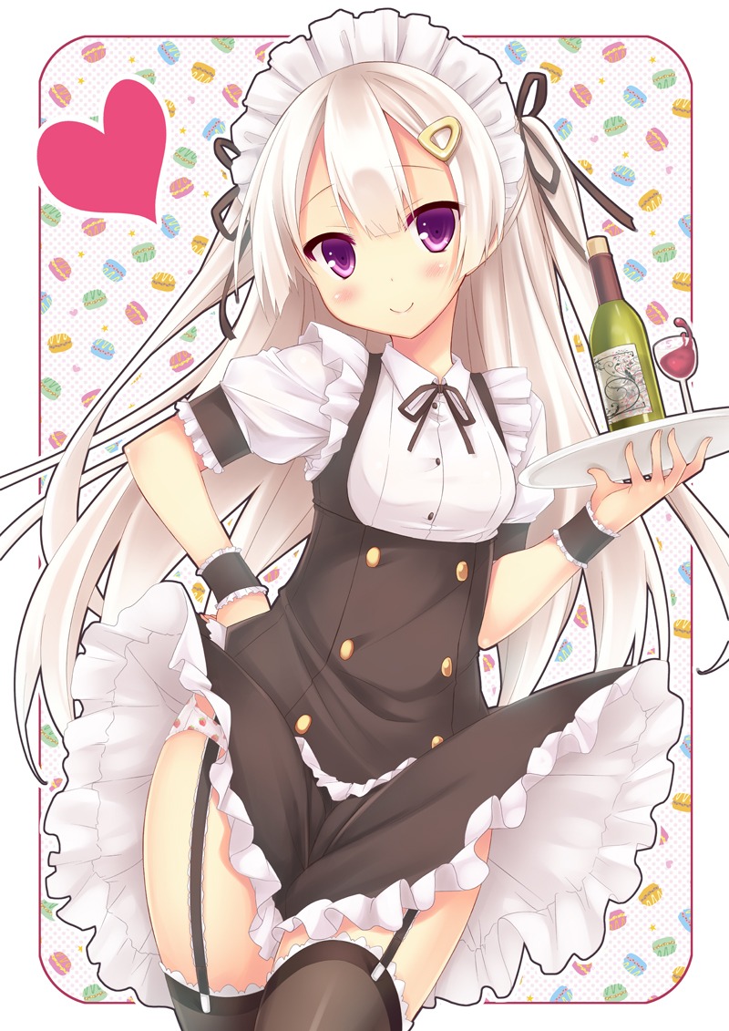 pantsu ryo_(botsugo) skirt_lift stockings thighhighs waitress