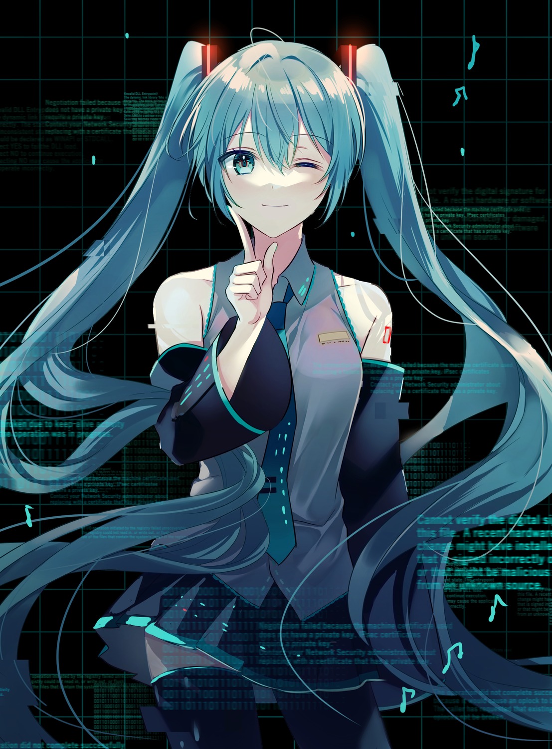 hatsune_miku re_nantoka3 tattoo thighhighs vocaloid