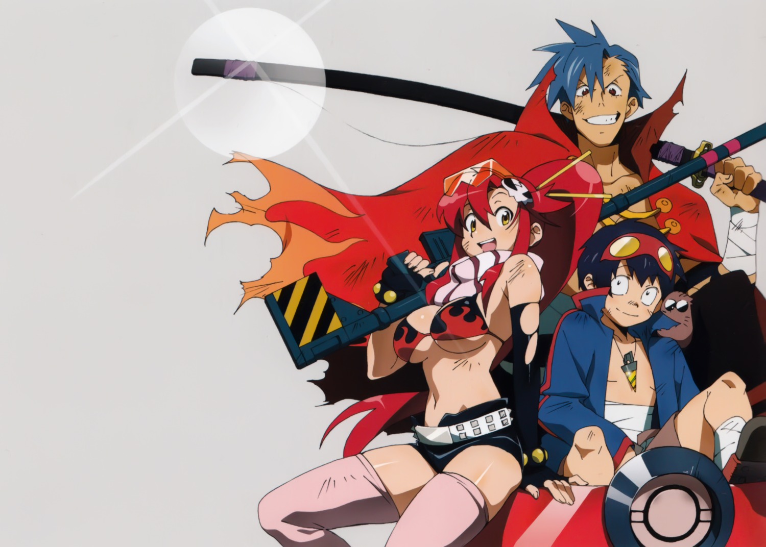 bikini_top gun hayatsu_ryota kamina simon swimsuits tengen_toppa_gurren_lagann thighhighs underboob yoko