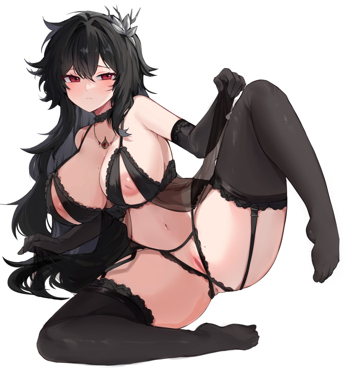 lingerie mindoll no_bra pantsu pussy see_through stockings thighhighs uncensored