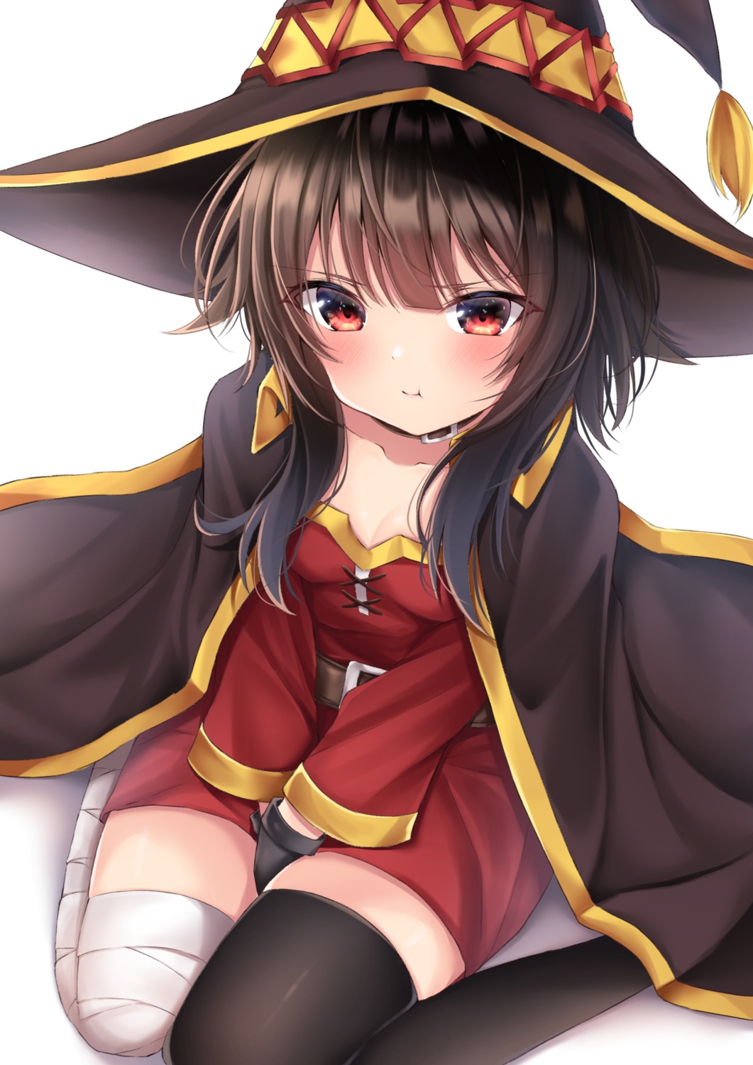 bandages dress kono_subarashii_sekai_ni_shukufuku_wo! megumin nakaji_(artist) thighhighs witch