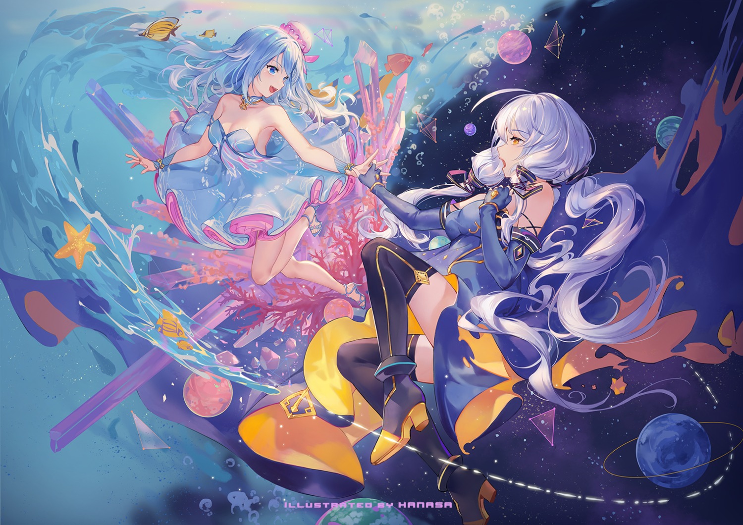 cleavage criin dress haiyi heels stardust_(vocaloid) synthesizer_v thighhighs vocaloid