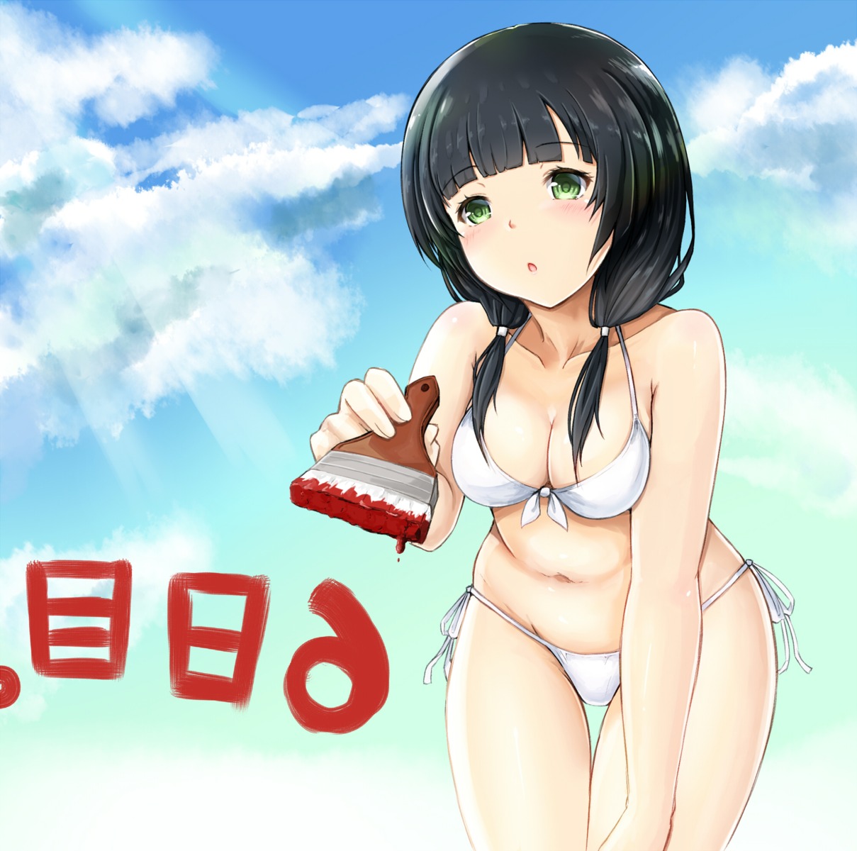 bikini cleavage shirobako shouju_ling swimsuits yasuhara_ema