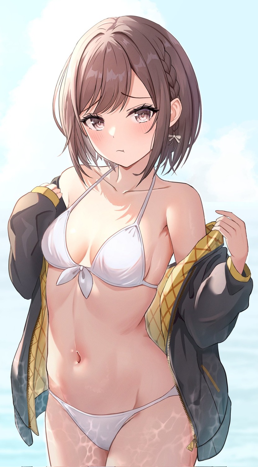 bikini loulis_0115 open_shirt project_sekai shinonome_ena swimsuits undressing