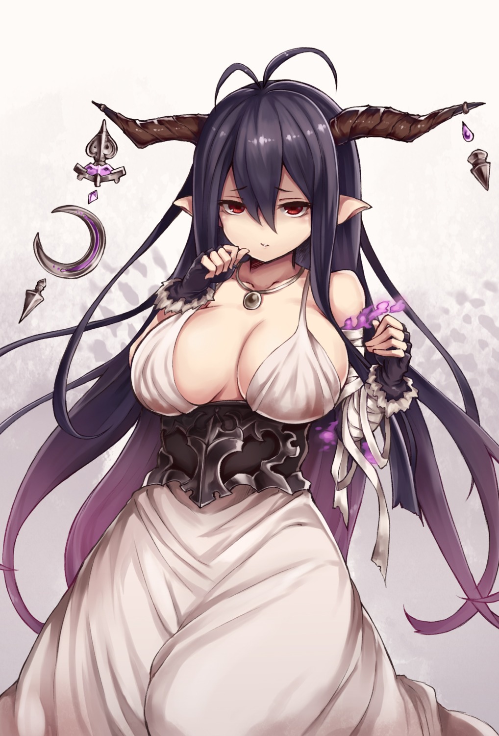 cradle_(2849) danua dress granblue_fantasy horns no_bra pointy_ears