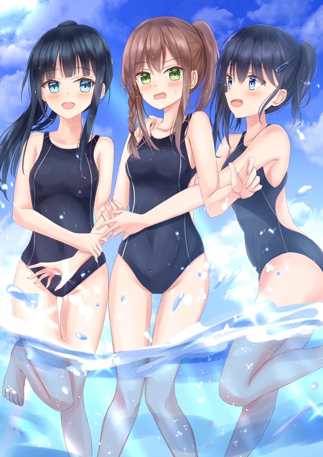 senri_(senri_sen) swimsuits wet