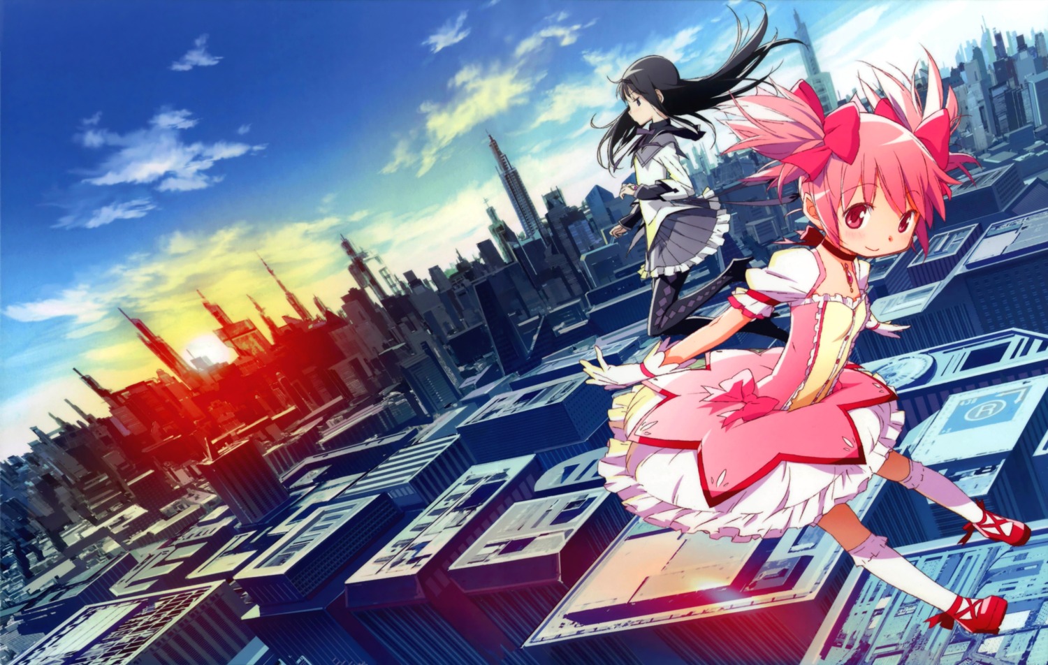 akemi_homura disc_cover kaname_madoka kishida_takahiro landscape mahou_shoujo_madoka_magica