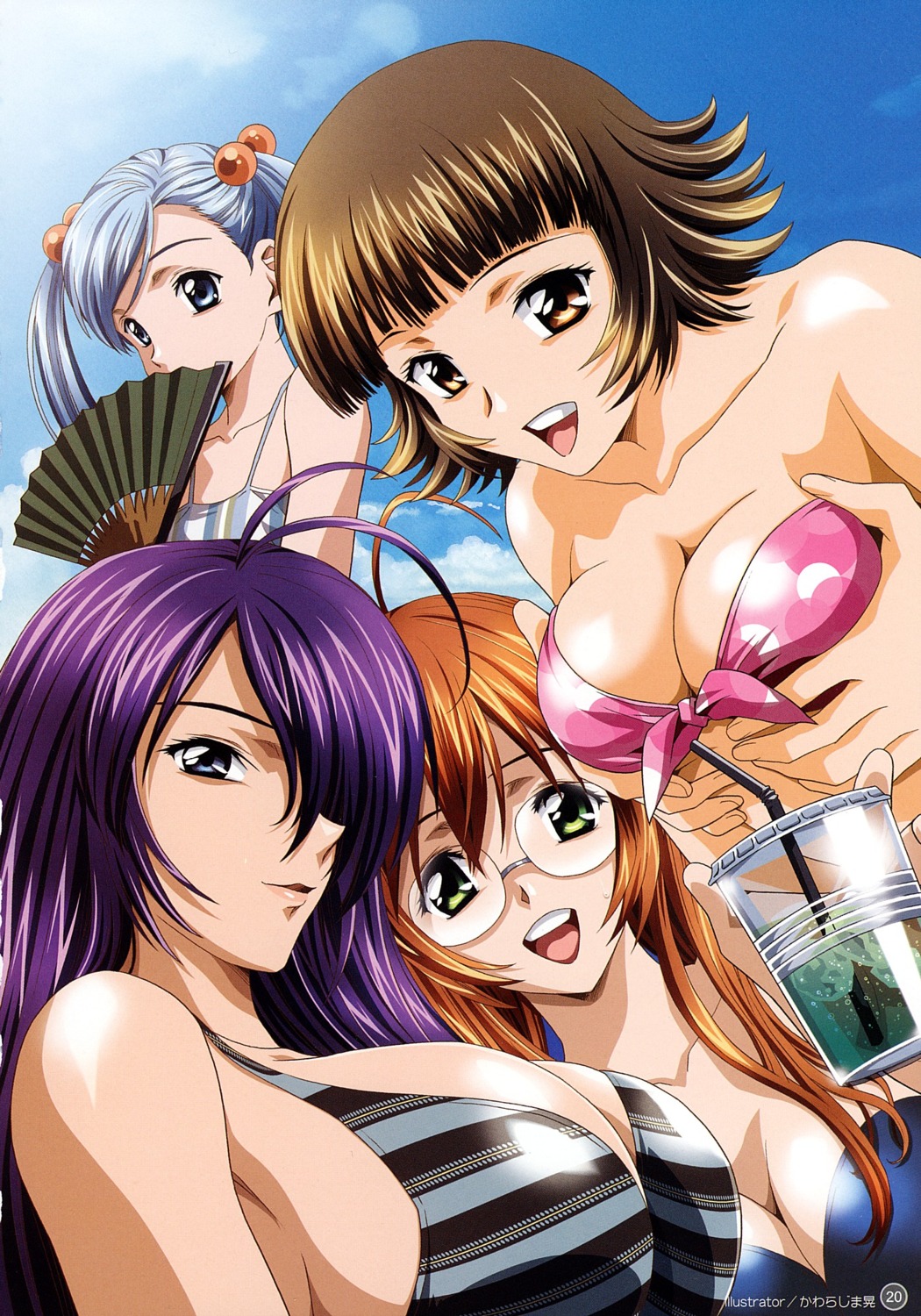 bikini breast_grab chouhi_ekitoku cleavage ikkitousen ikkitousen~dragon_destiny~ kanu_unchou kawarajima_koh ryuubi_gentoku shokatsuryou_koumei swimsuits