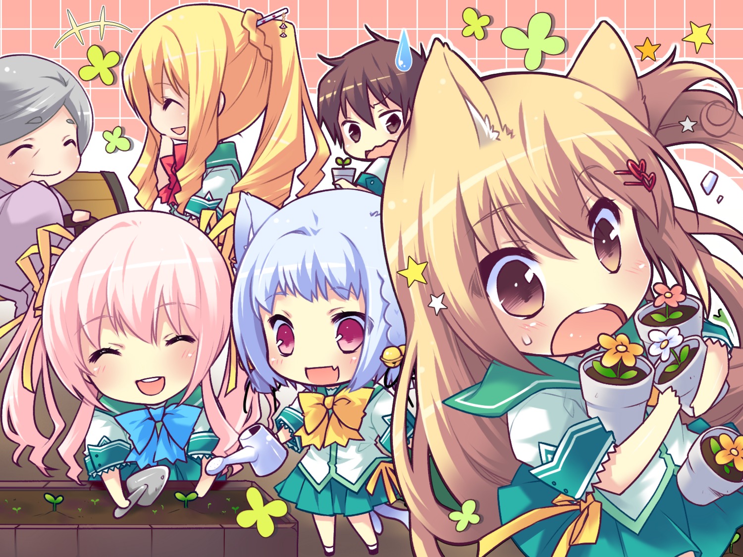 animal_ears chibi game_cg kiryuu_hina koshimizu_rei neko_koi ryuudou_misaki seifuku toono_sayaka whirlpool yano_mirura