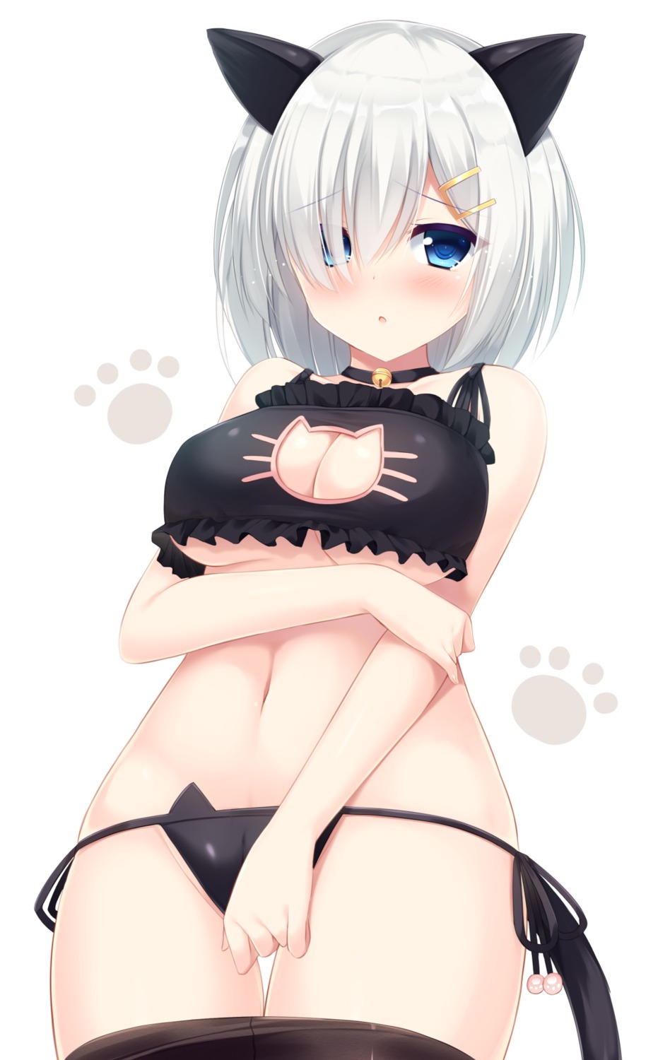 animal_ears cameltoe cleavage hamakaze_(kancolle) kantai_collection lingerie nekomimi pantsu pantyhose string_panties tail tomoo underboob