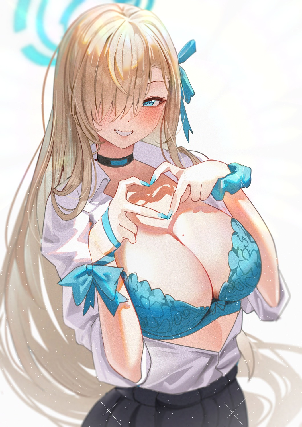 blue_archive bra halo ichinose_asuna open_shirt seifuku tansuan_(ensj3875)