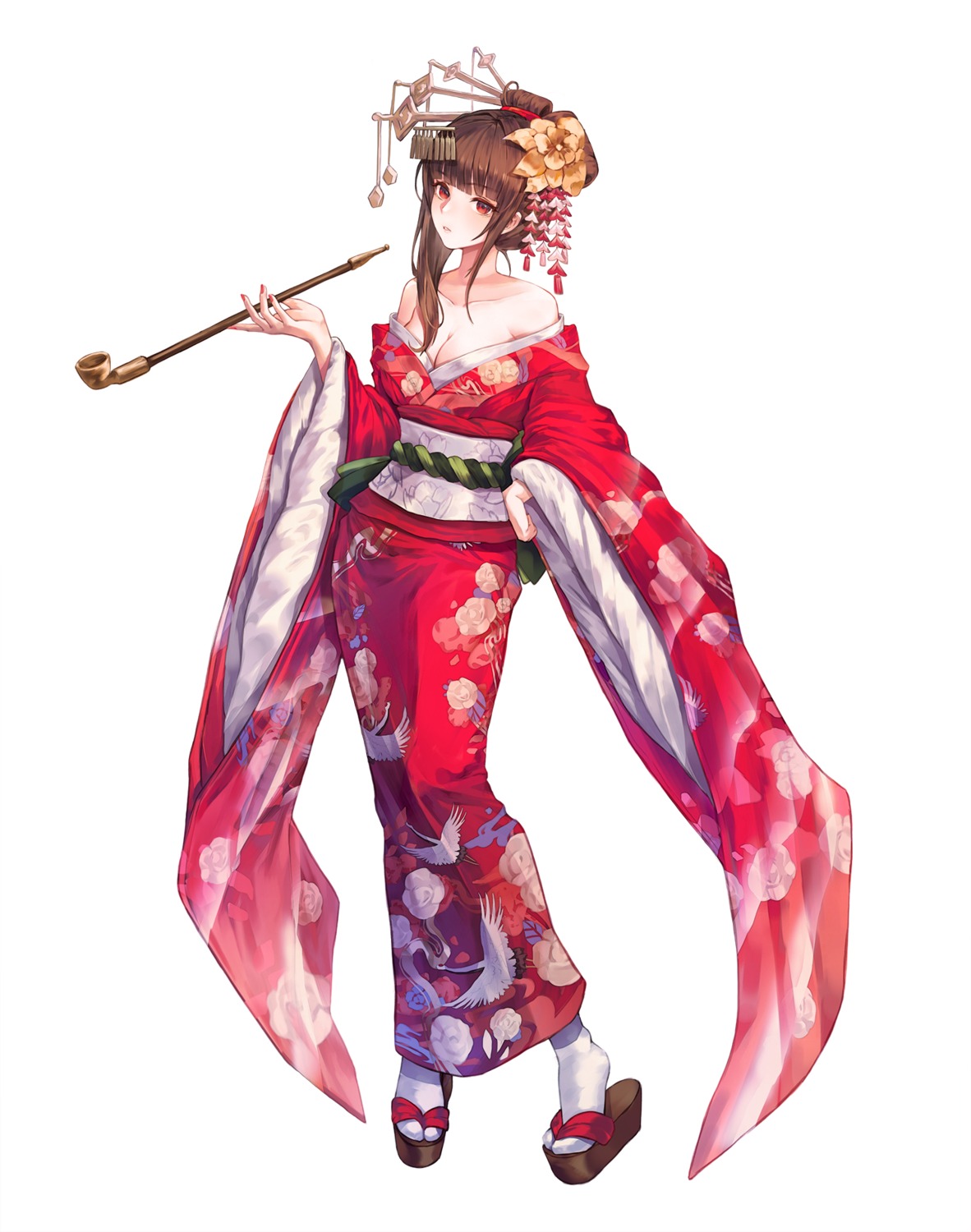 cleavage kimono kone open_shirt