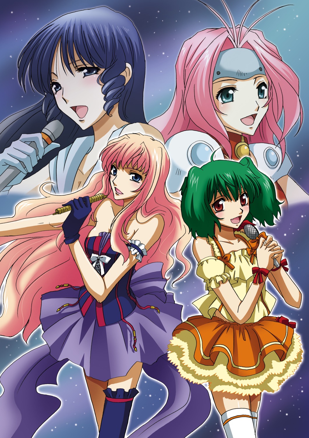 dress lynn_minmay macross macross_7 macross_frontier mylene_flare_jenius ranka_lee sheryl_nome the_super_dimension_fortress_macross thighhighs tsunoda_wei