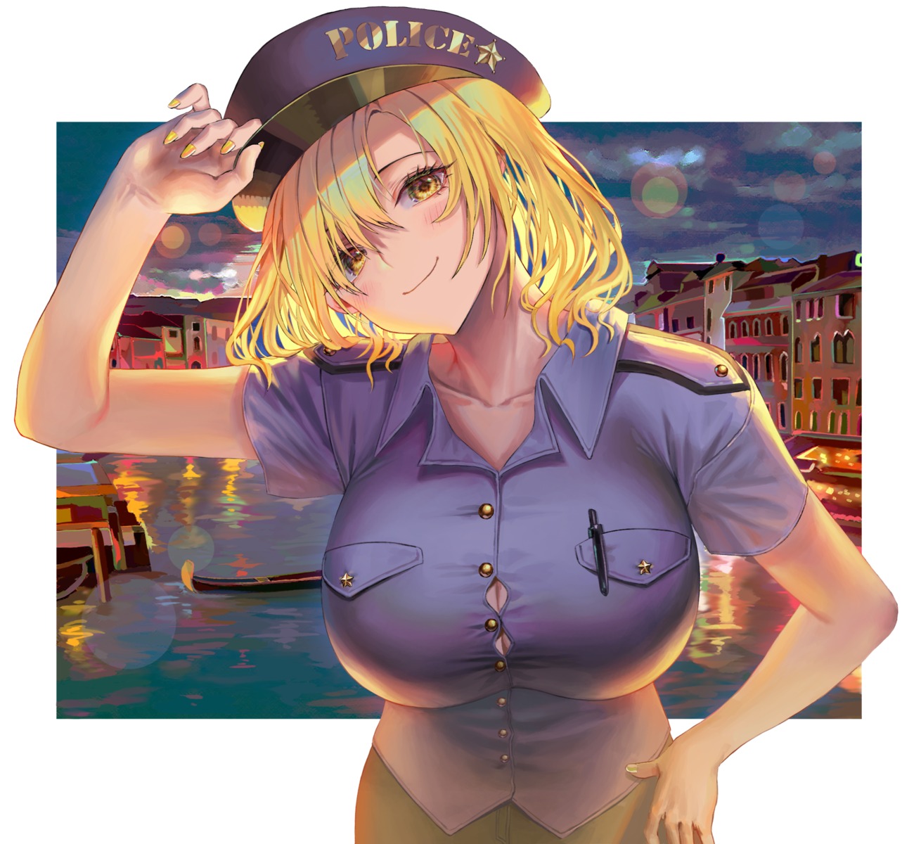 cleavage myabit police_uniform