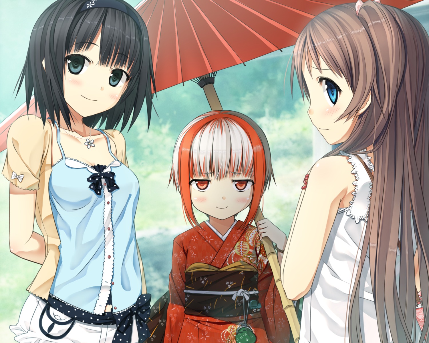 arishima_alice cura dress game_cg kimono lose monobeno sawai_natsuha sumi_(monobeno) summer_dress