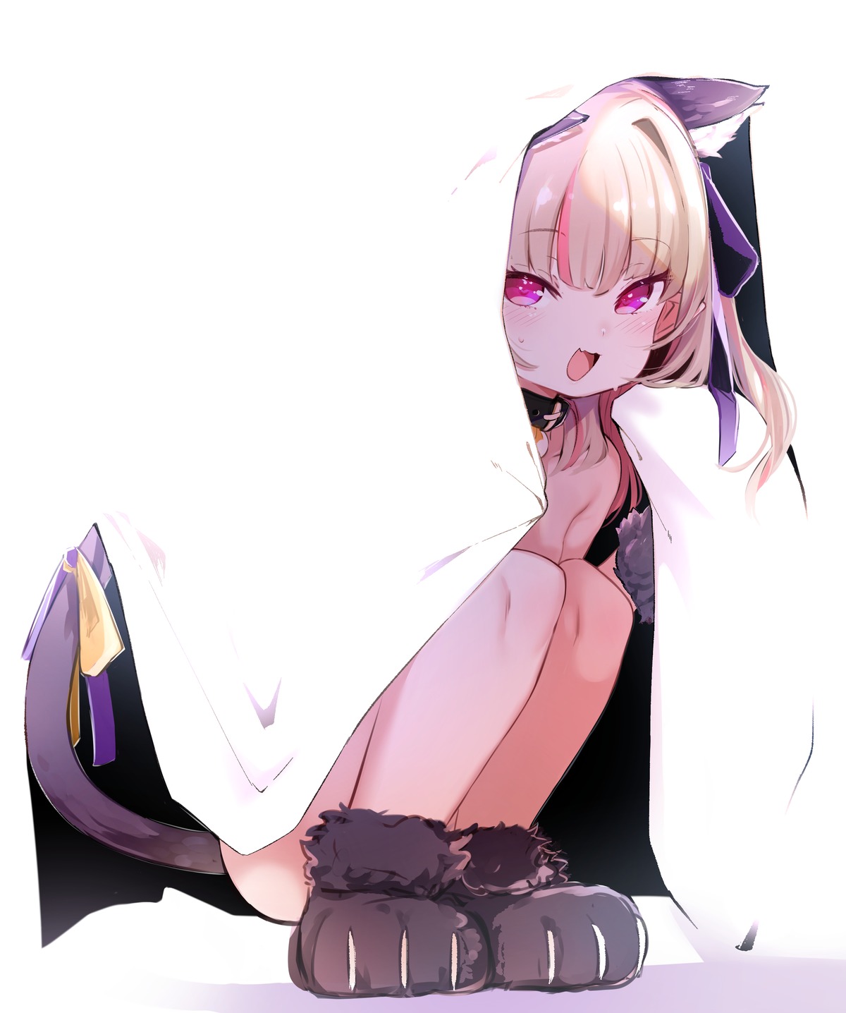 animal_ears kio_(yumekuikio) loli makaino_ririmu nekomimi nijisanji nijisanji_gamers pointy_ears sheets tail