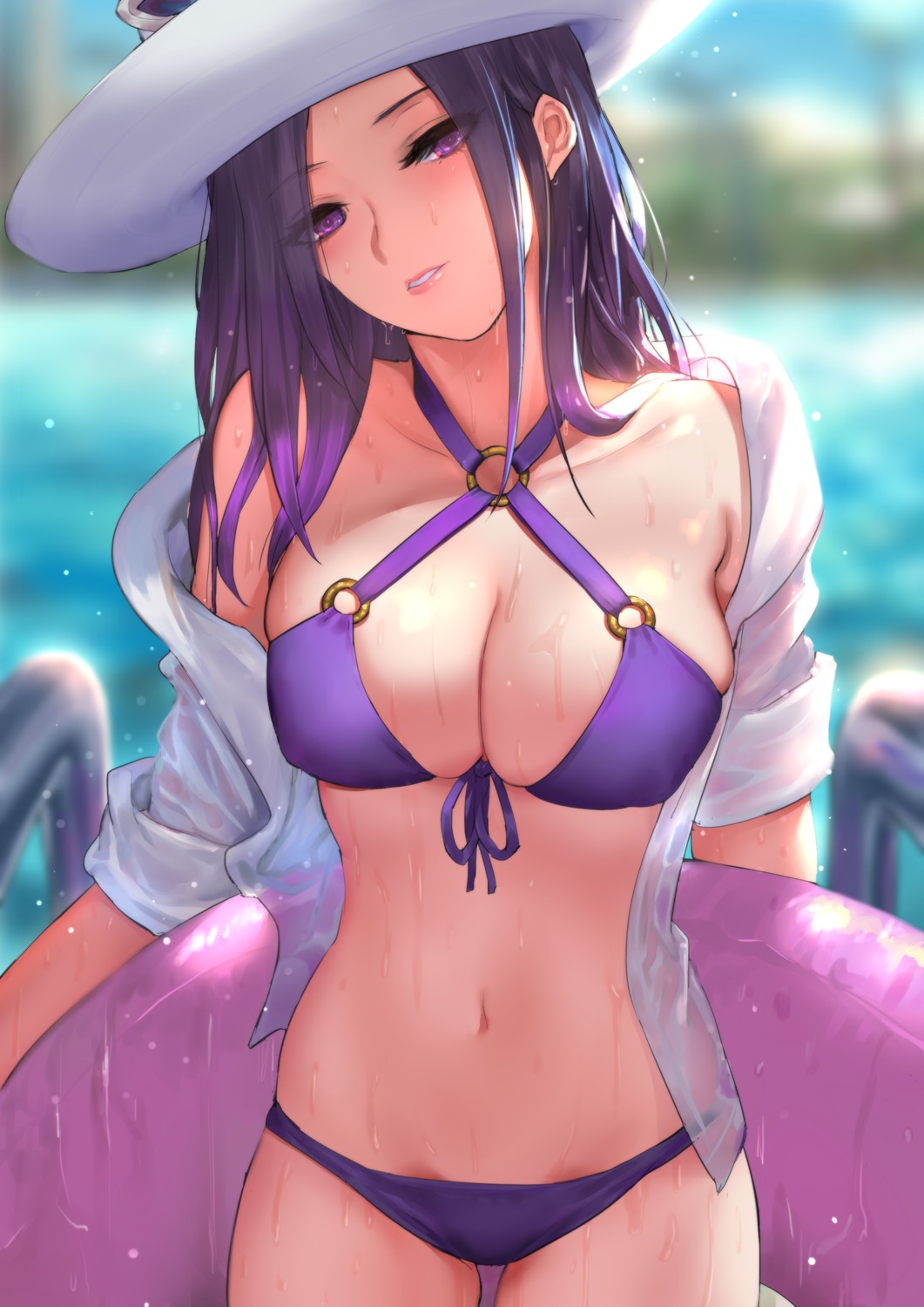 bikini caitlyn cleavage league_of_legends open_shirt pd swimsuits wet