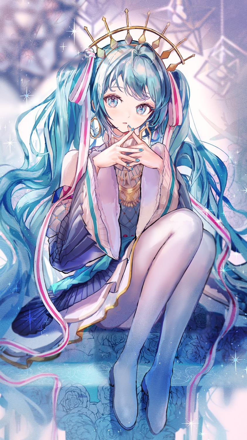 dress hatsune_miku pipi_(pixiv_71334597) thighhighs vocaloid