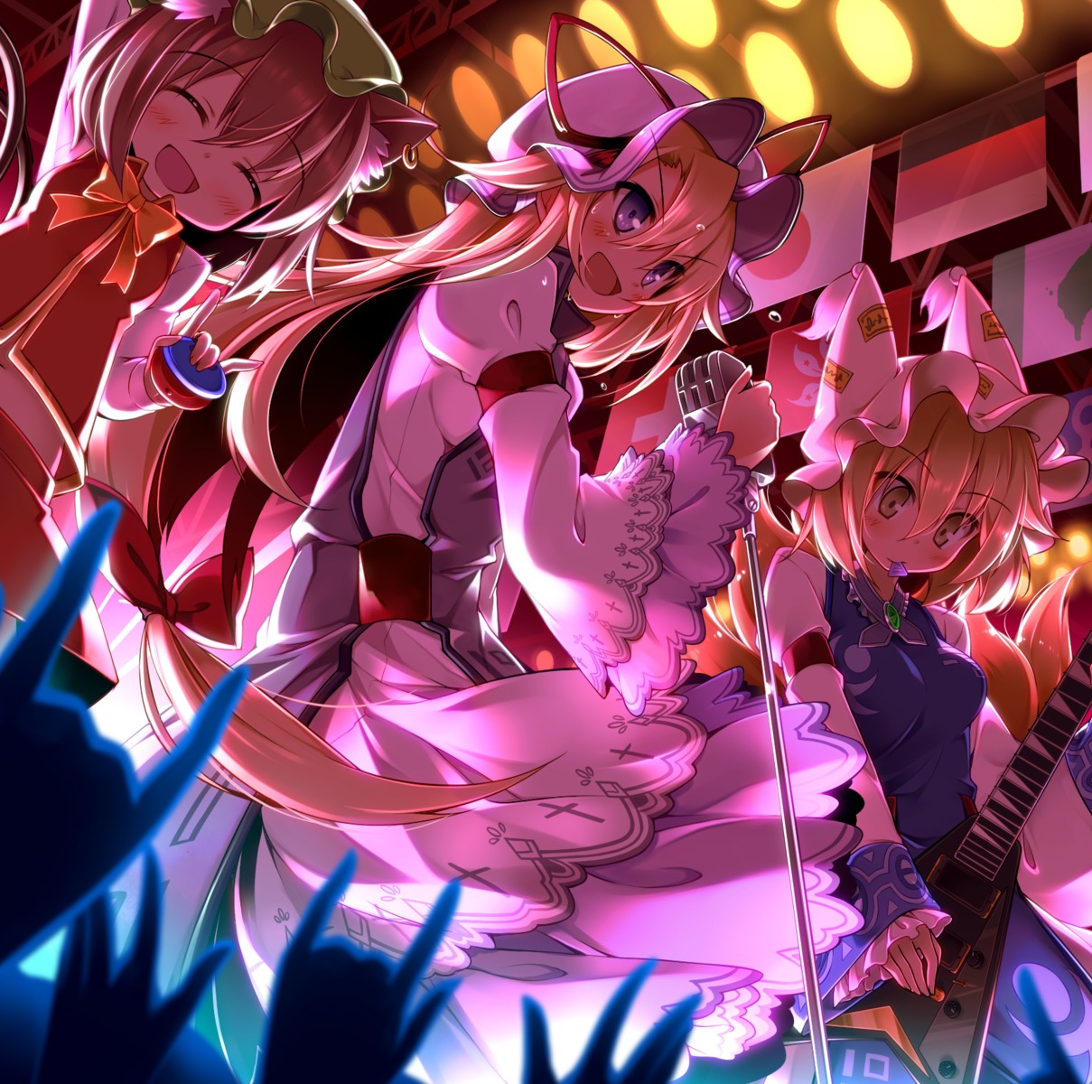 animal_ears chen guitar kitsune nekomimi rondo tail touhou yakumo_ran yakumo_yukari