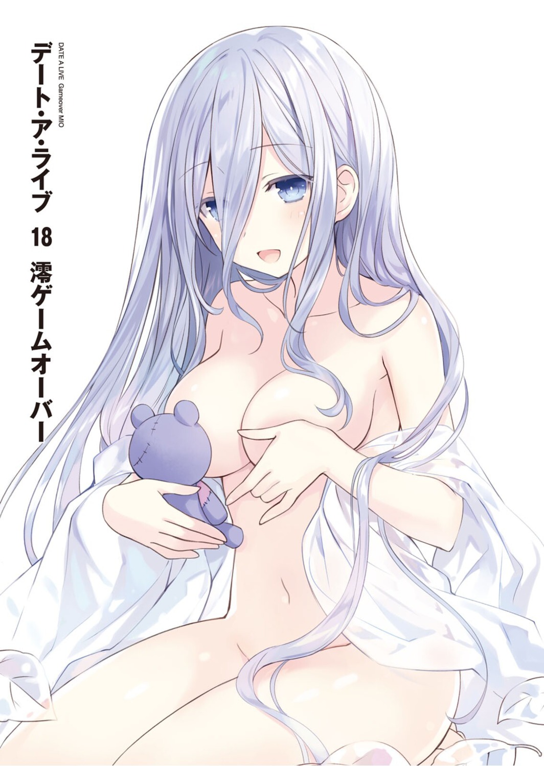 bottomless breast_hold breasts date_a_live no_bra open_shirt see_through takamiya_mio tsunako