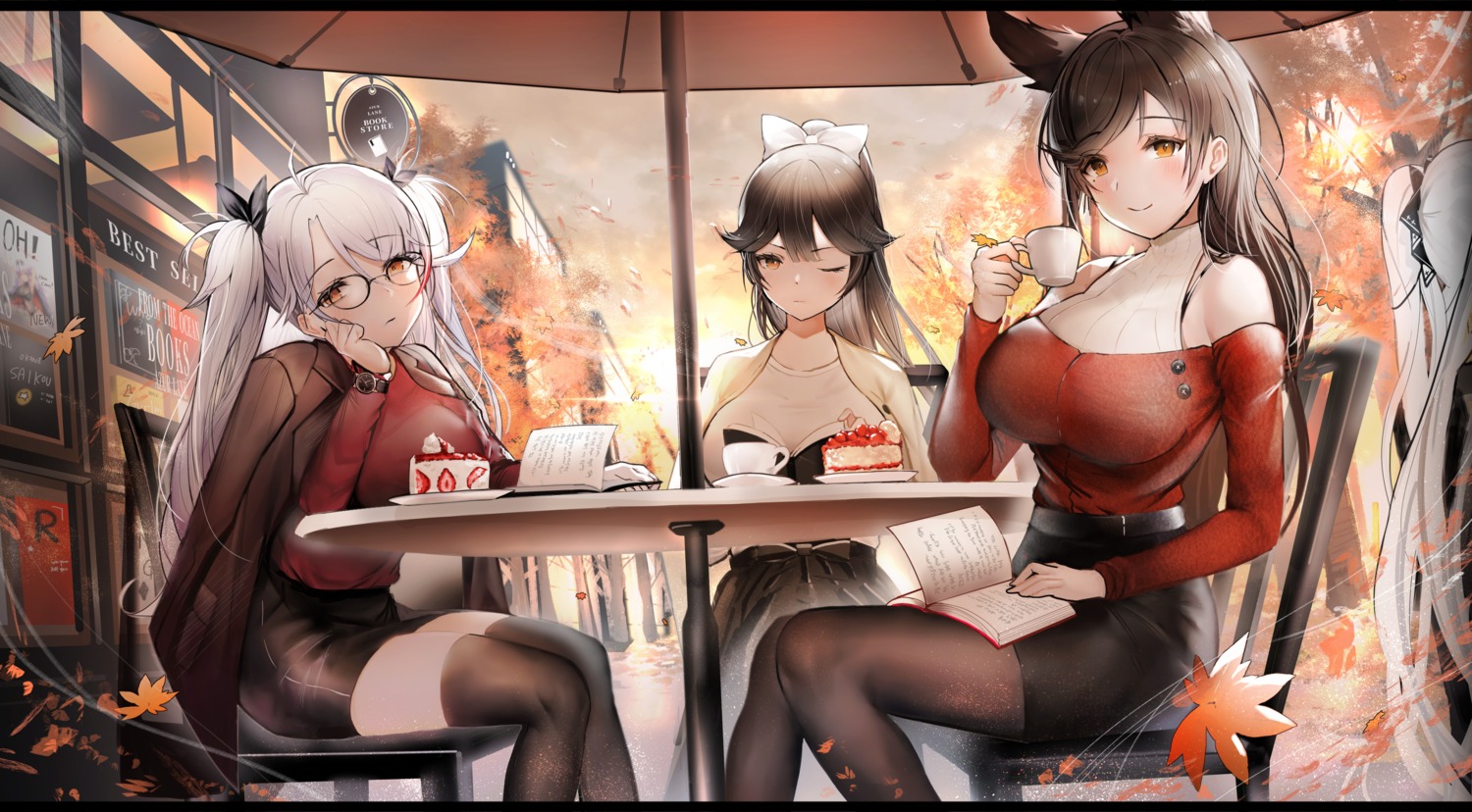 animal_ears atago_(azur_lane) azur_lane formidable_(azur_lane) megane pantyhose parayang prinz_eugen_(azur_lane) takao_(azur_lane) thighhighs